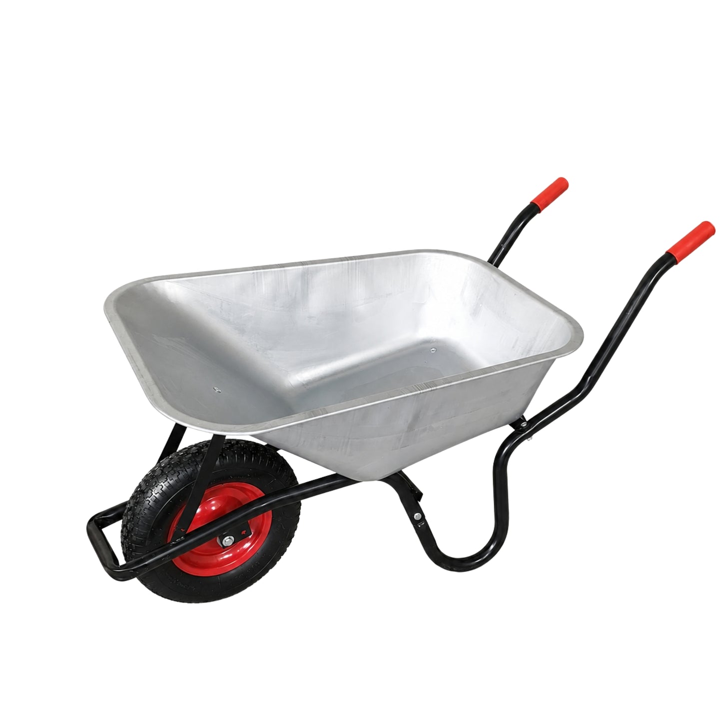 90 Litre 150kg Capacity Heavy Duty Galvanised Metal Garden Wheelbarrow with Pneumatic Tyre