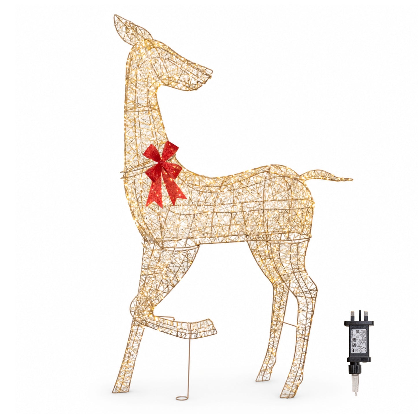 1.75m Light up Gold Twist Christmas Reindeer 880 Warm White LEDs