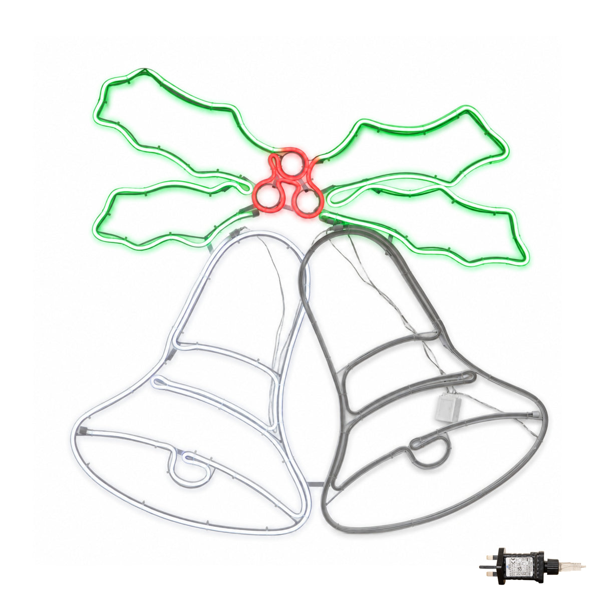74cm x 78cm Light Up Christmas Bells Neon Decoration with LEDs