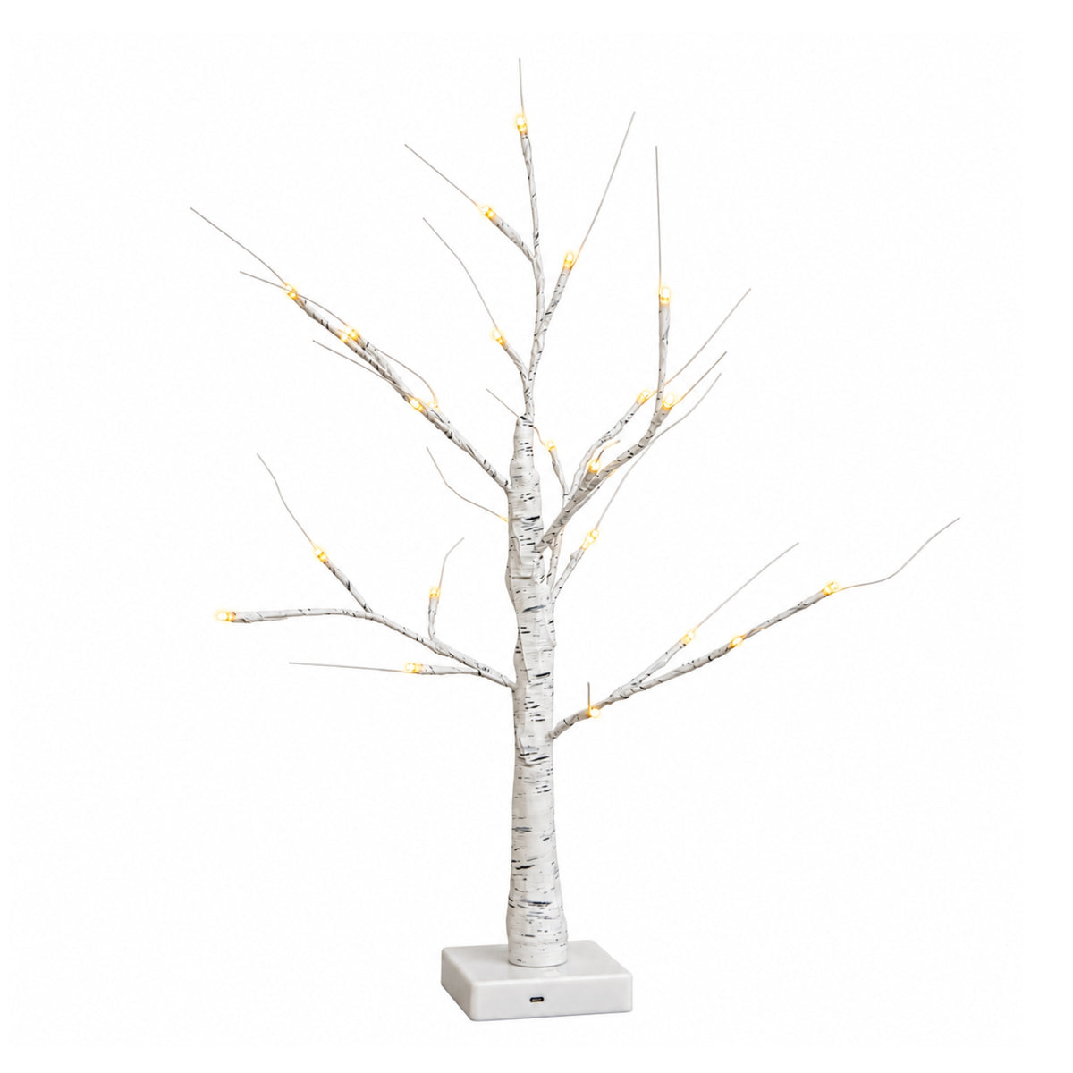 60cm Battery Powered Light Up Christmas Birch Tree with 24 Warm White LEDs