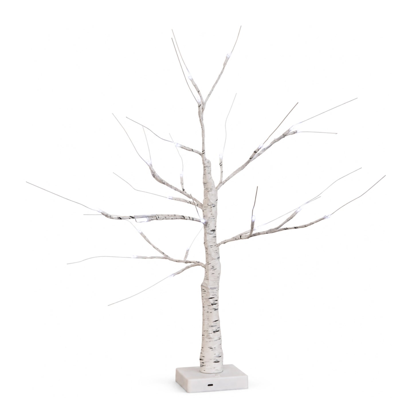 60cm Battery Powered Light Up Christmas Birch Tree with 24 White LEDs