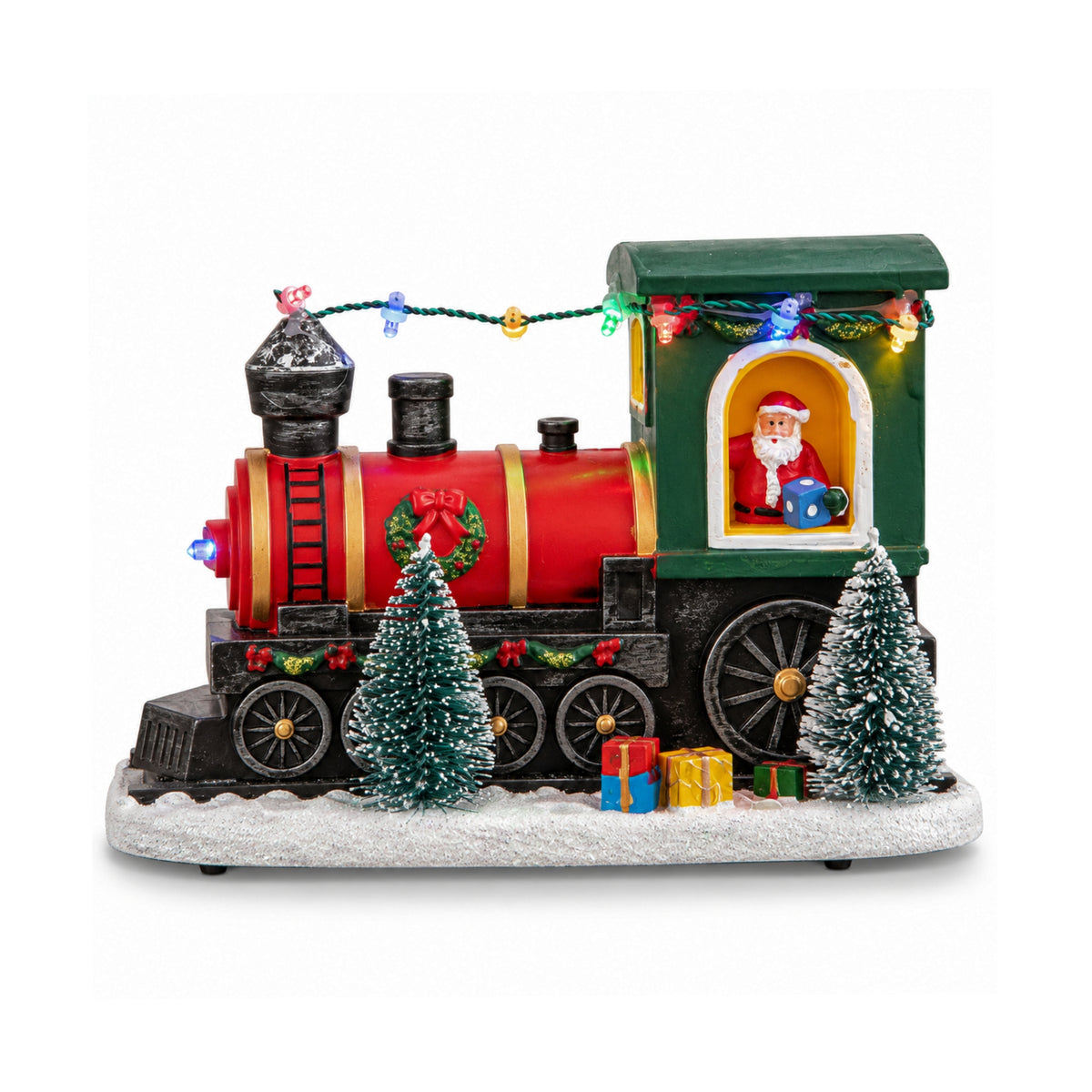 22cm Light Up Christmas Train with Santa with 8 Multi-Coloured LEDs