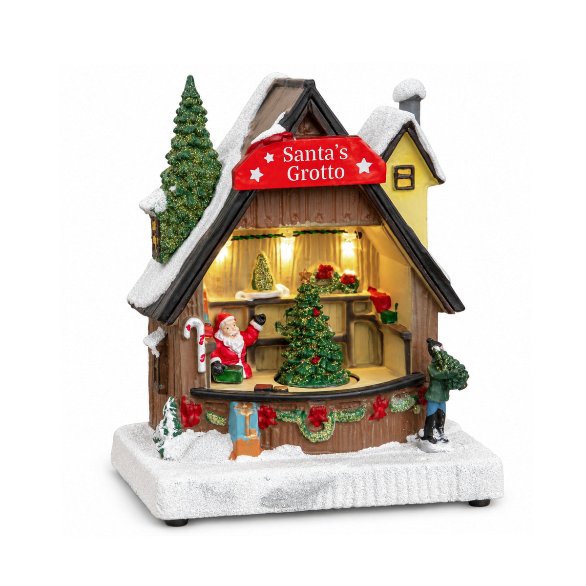 17cm Light up Santa's Grotto Moving Musical Christmas Scene