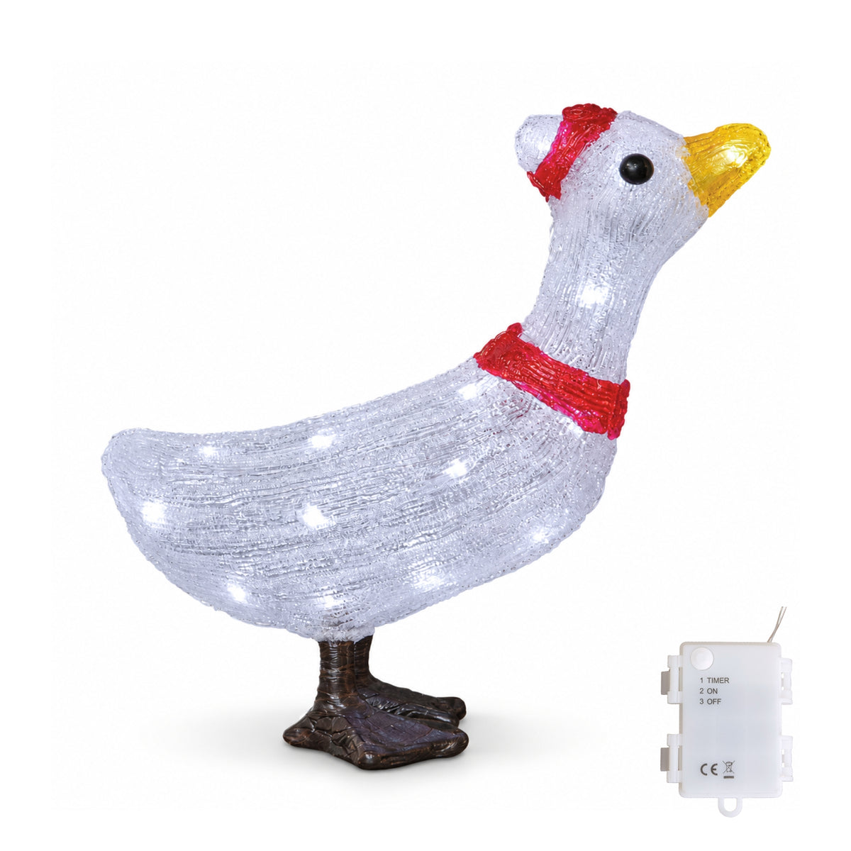 39cm Light Up Christmas Goose Decoration with 30 White LEDs