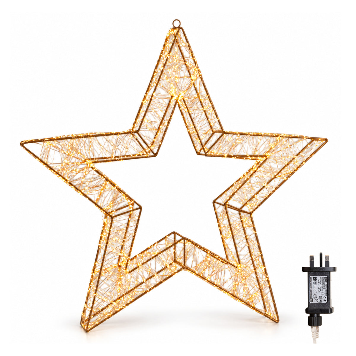 79cm Gold Christmas Star Light with 2400 Warm White LEDs & Timer