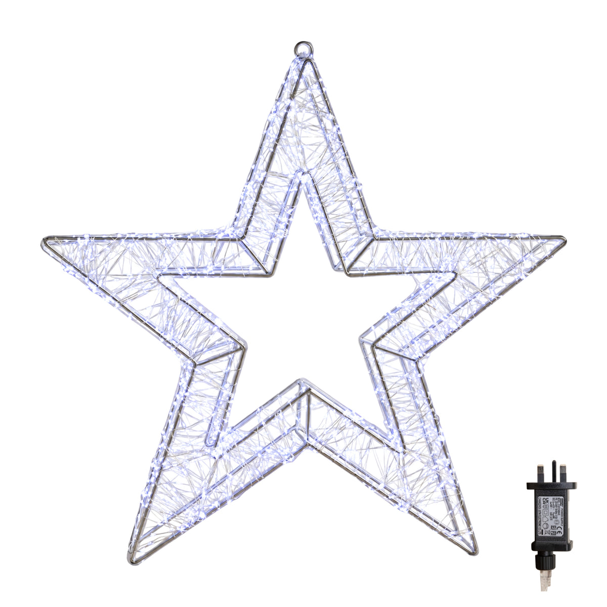 58cm Light up Silver Galaxy Star Christmas Decoration with Cool White LEDs