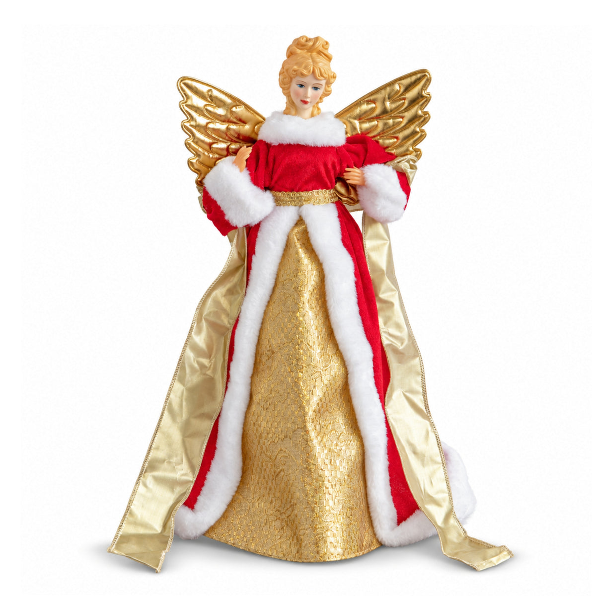 45cm Traditional Christmas Angel Tree Topper Decoration in Red