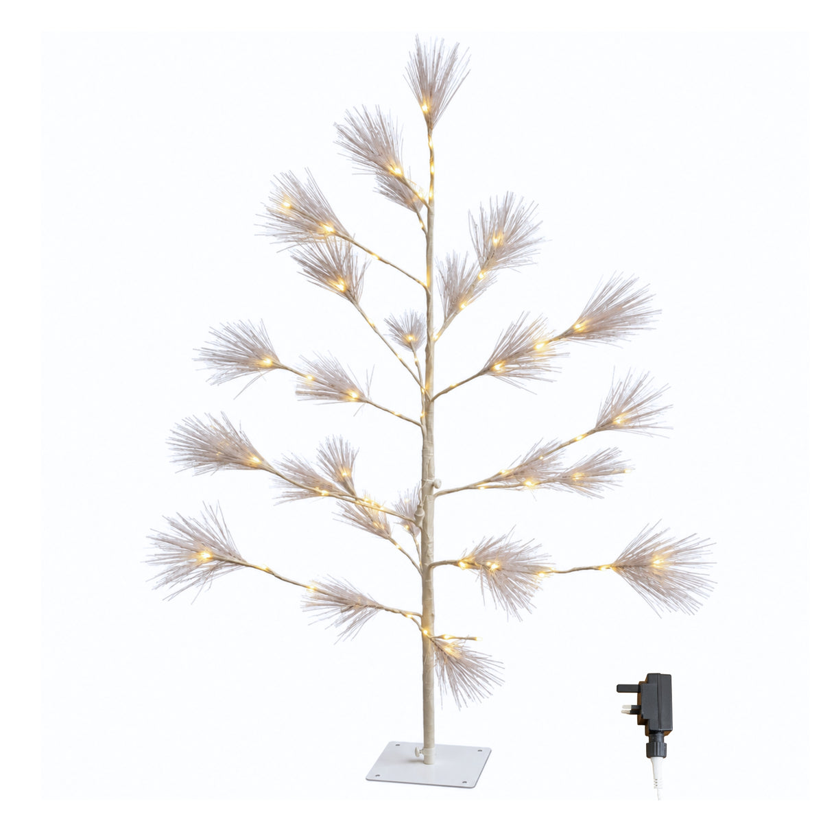 5ft (1.5m) Light Up Feather Pine Christmas Tree with Warm White LEDs