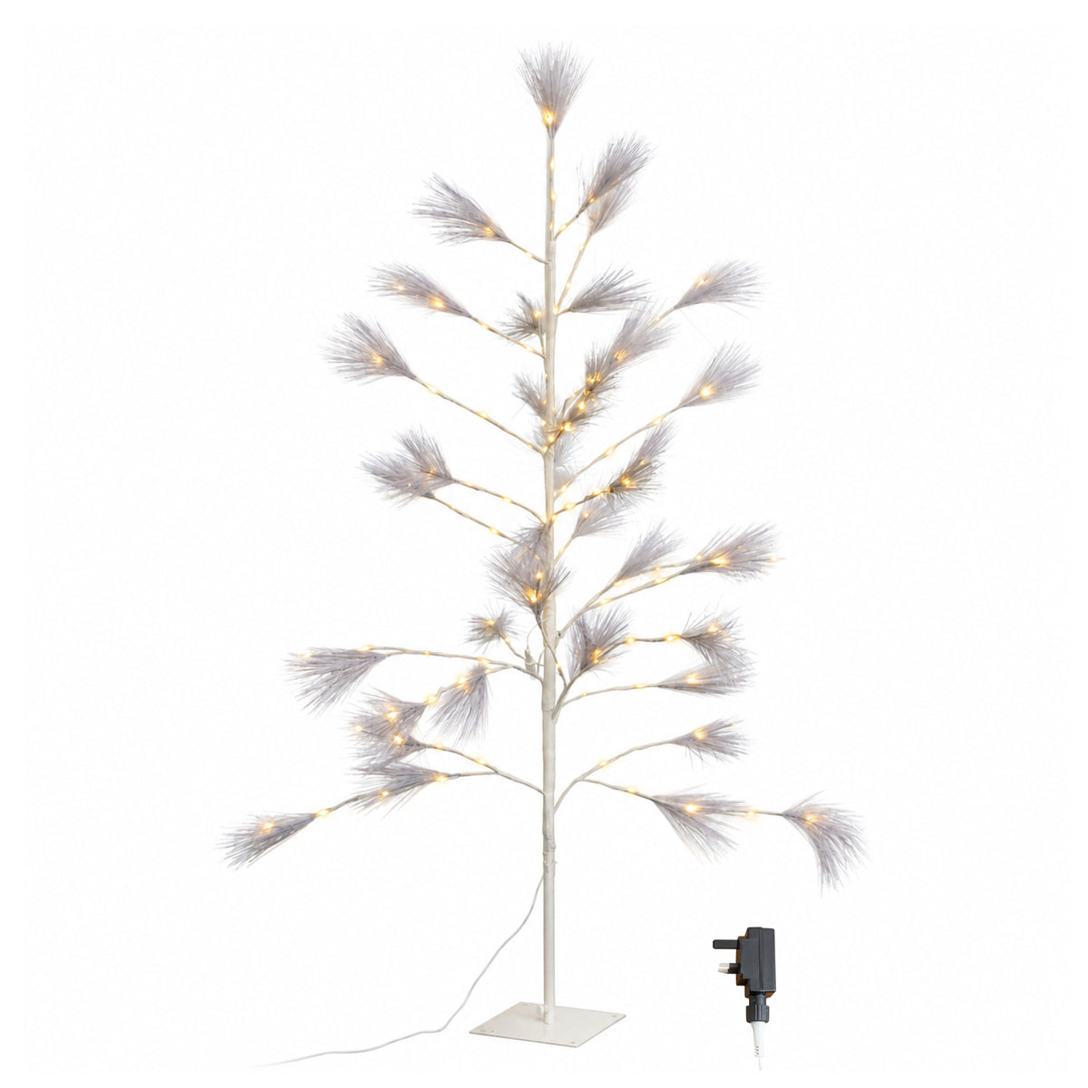6ft (1.8m) Light Up Feather Pine Christmas Tree with Warm White LEDs