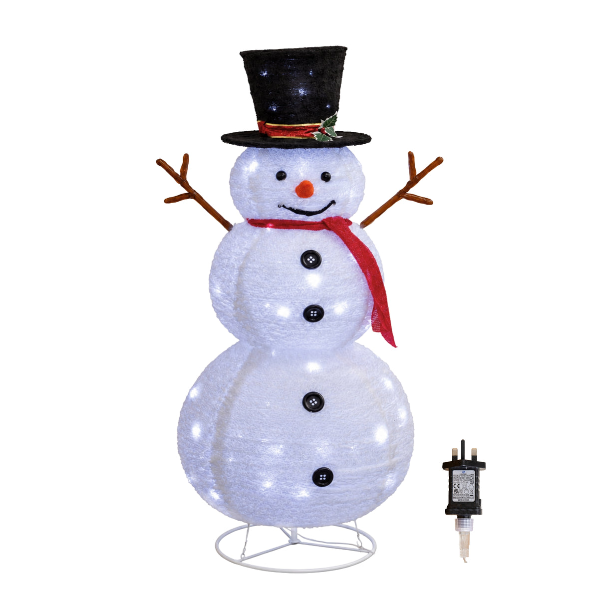 1.2m (4ft) Light up Foldable Christmas Snowman with 100 White LEDs