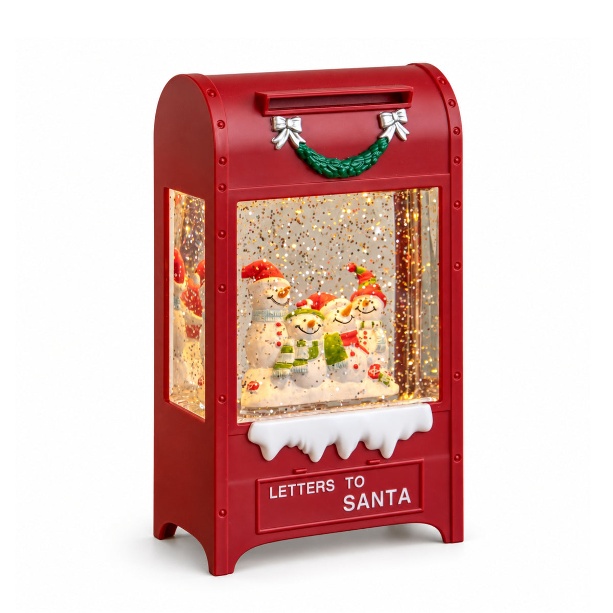 21cm Dual Powered Christmas Snowman Letterbox Water Spinner with LEDs