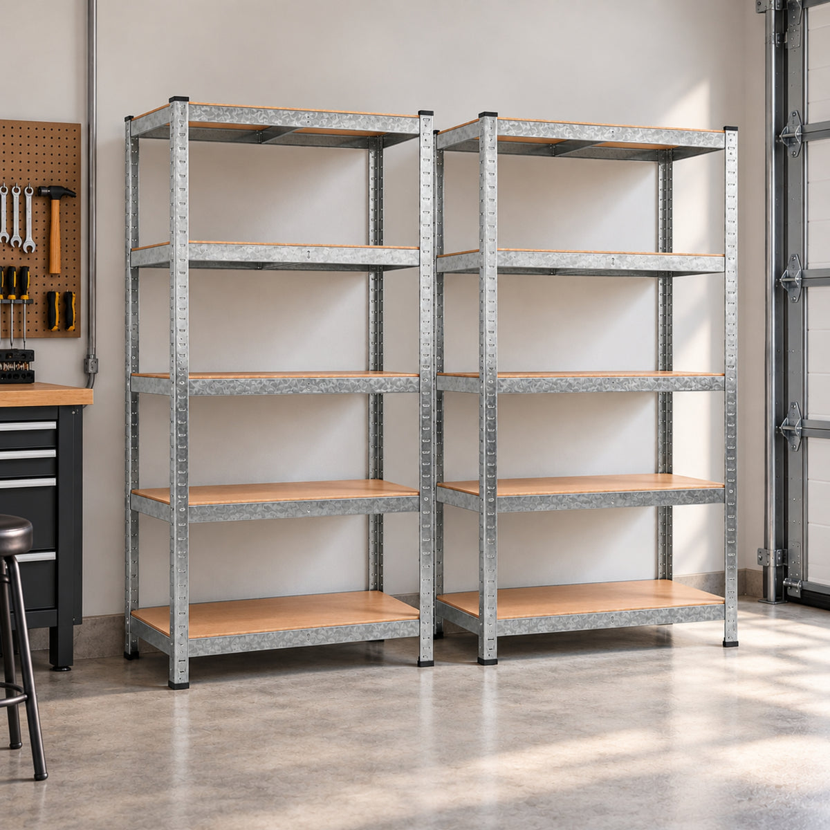 Set of 2 0.9m x 1.8m 5 Tier Heavy Duty Metal Shelving Storage Racking Unit