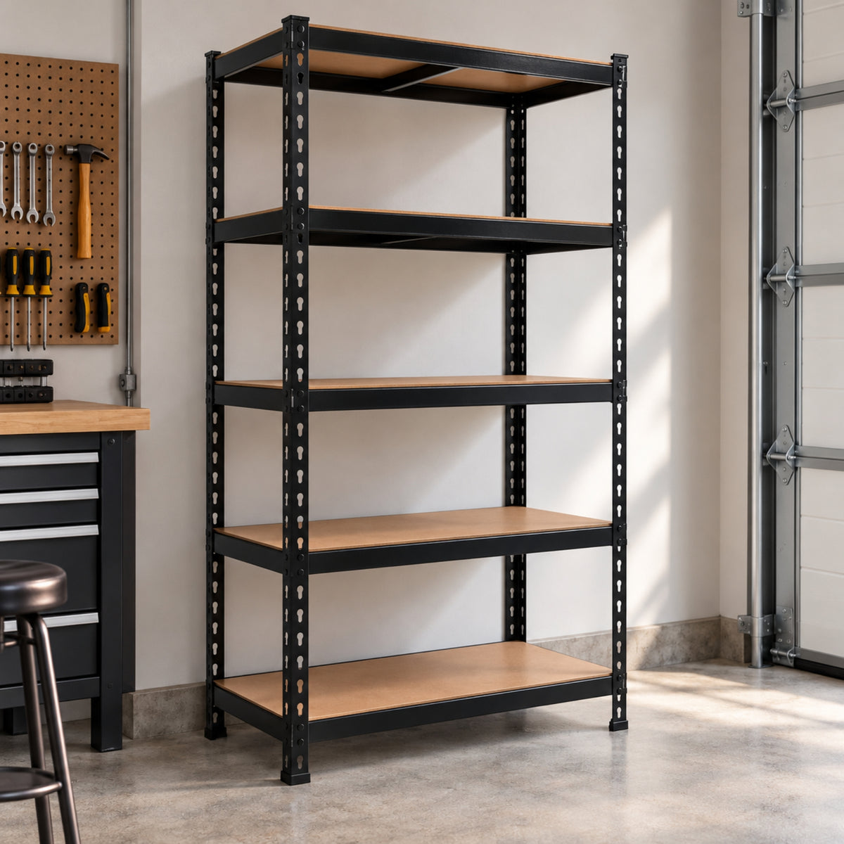 1.22m x 1.83m 5 Tier Heavy Duty Metal Shelving Storage Racking Unit in Black