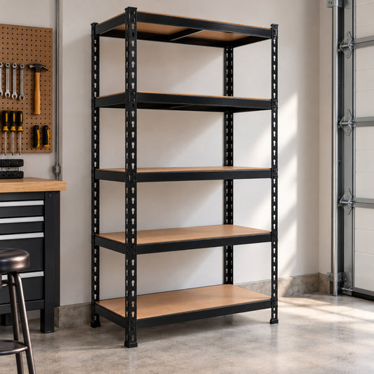 1.22m x 1.83m 5 Tier Heavy Duty Metal Shelving Storage Racking Unit in Black