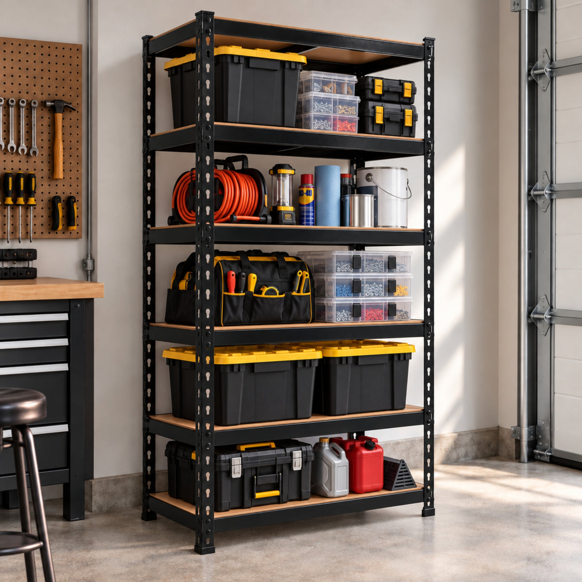 1.22m x 1.83m 5 Tier Heavy Duty Metal Shelving Storage Racking Unit in Black