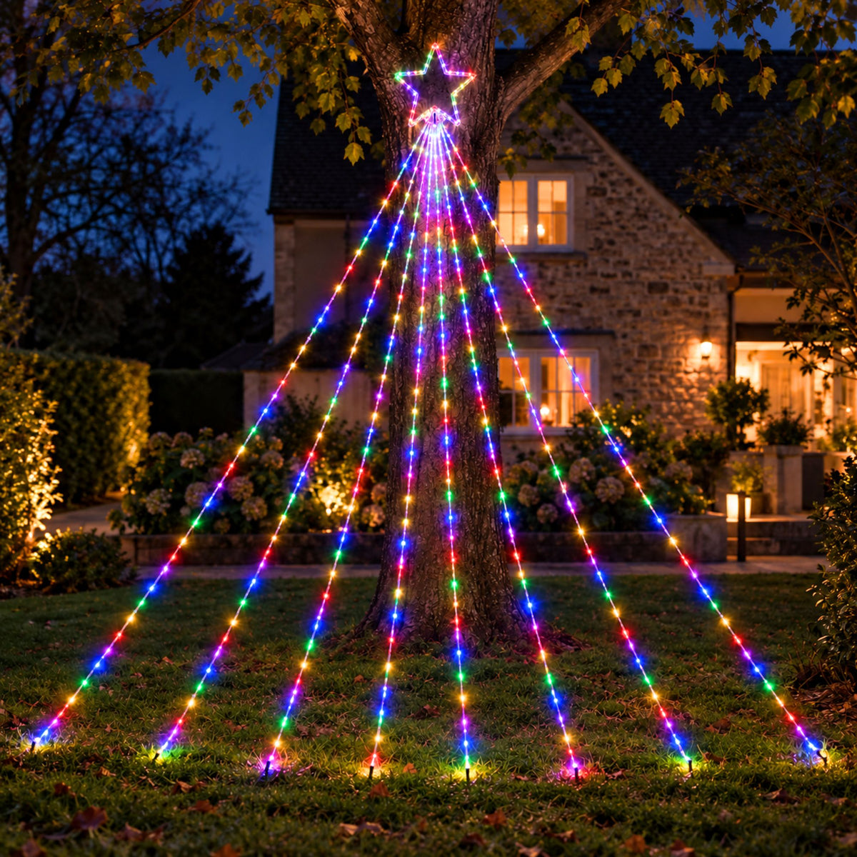 3m Two Tone Shooting Star Christmas Lights with 400 Multi-Coloured & Warm White LEDs