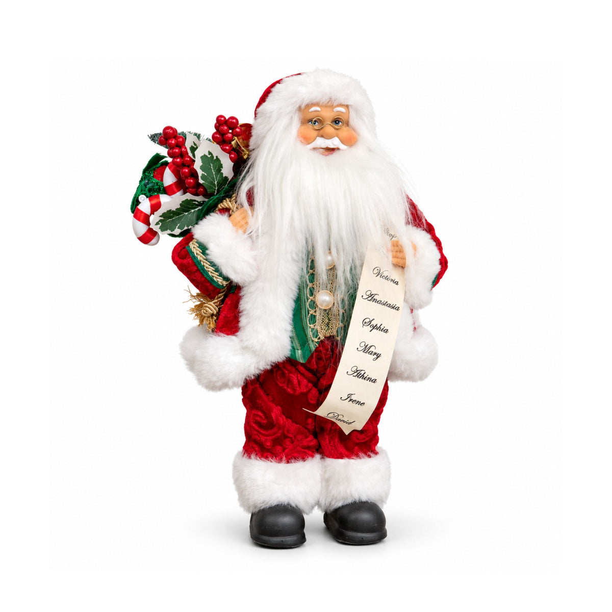 30cm Standing Santa Claus Christmas Decoration with Gift Sack