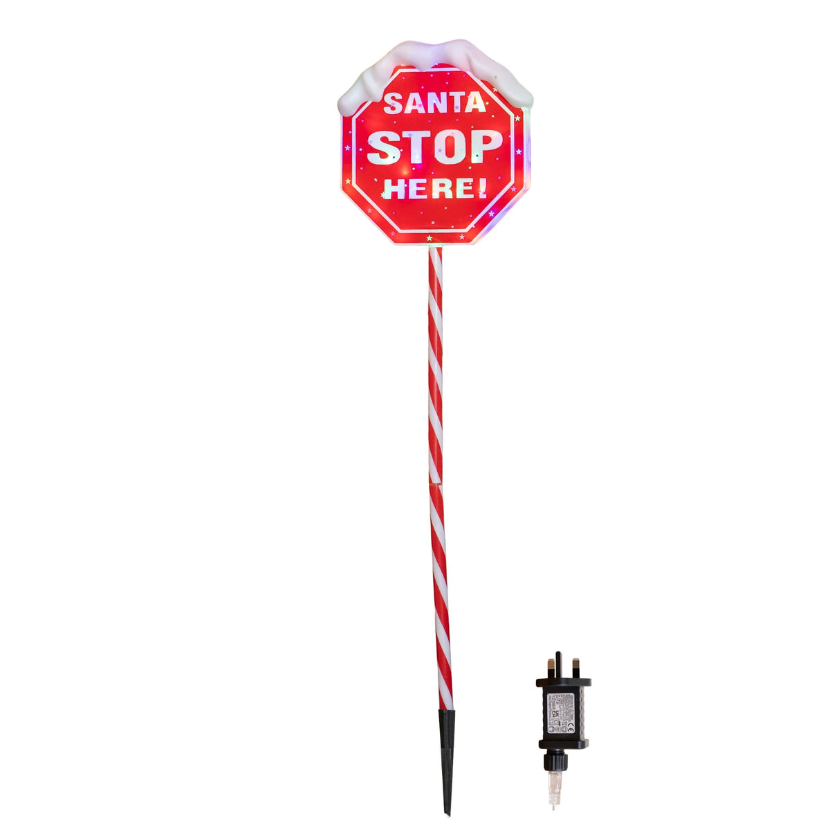 1.1m Santa Stop Here Christmas LED Light Up Sign