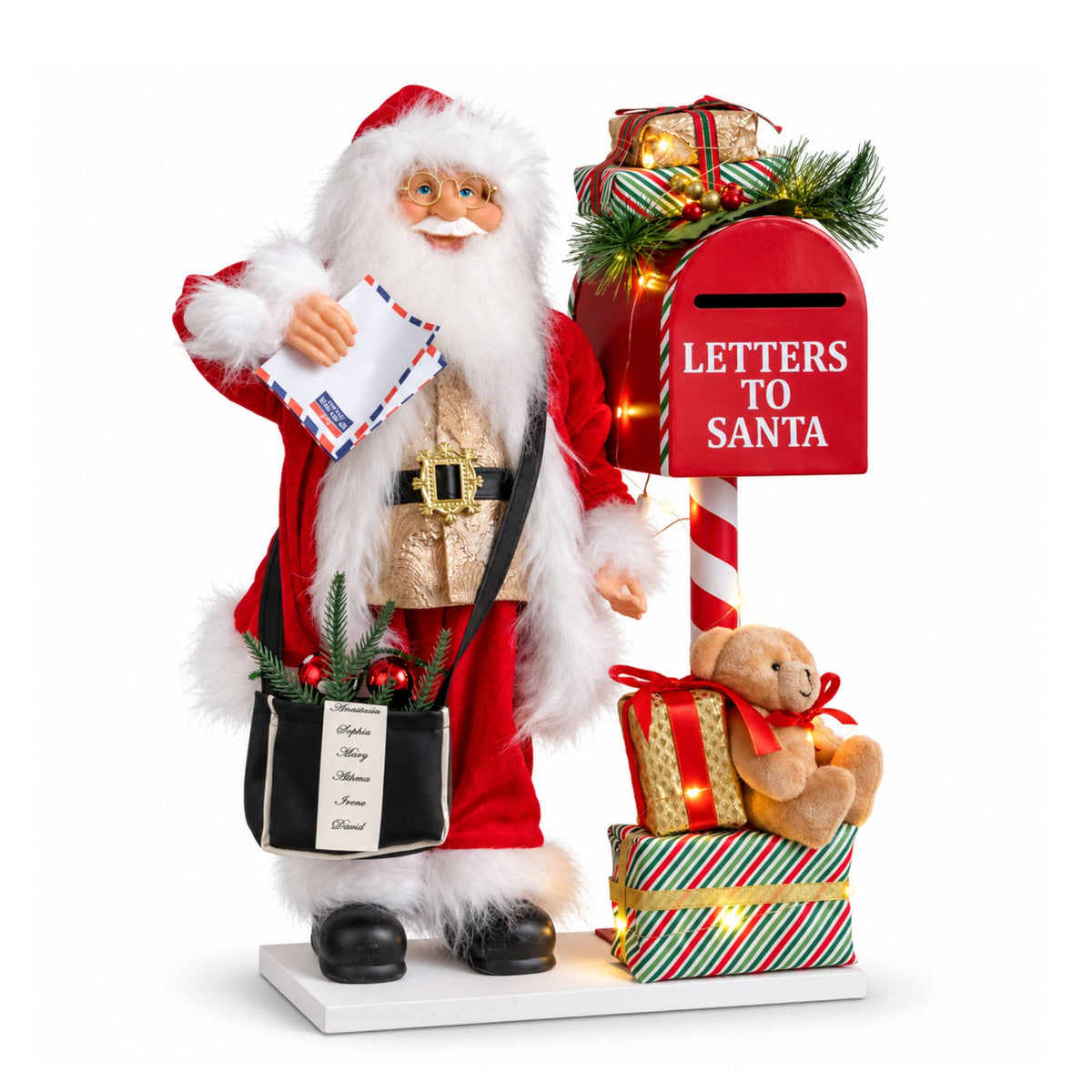 60cm Light up Musical Santa with Postbox Christmas Decoration with LEDs