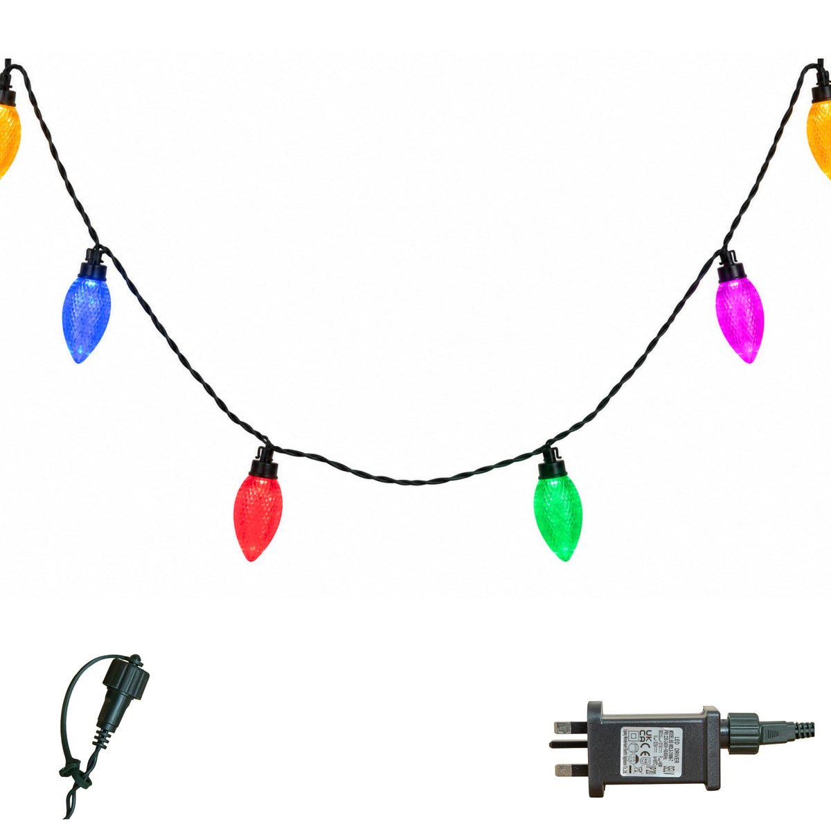 Set of 20 Pine Cone Christmas String Lights with 80 Multi-Coloured LEDs