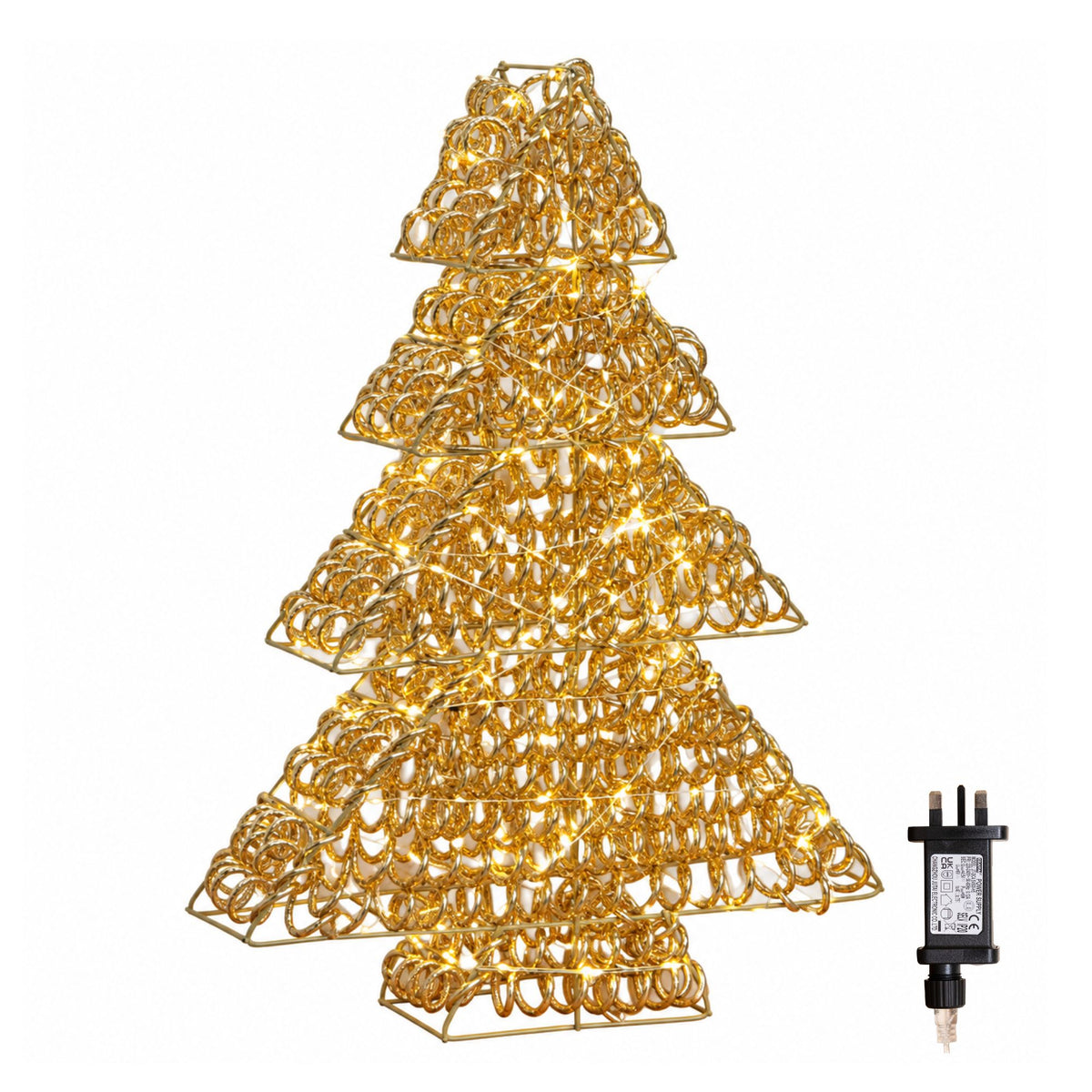 60cm Light up Gold Twirl Christmas Tree with 400 Warm White LEDs