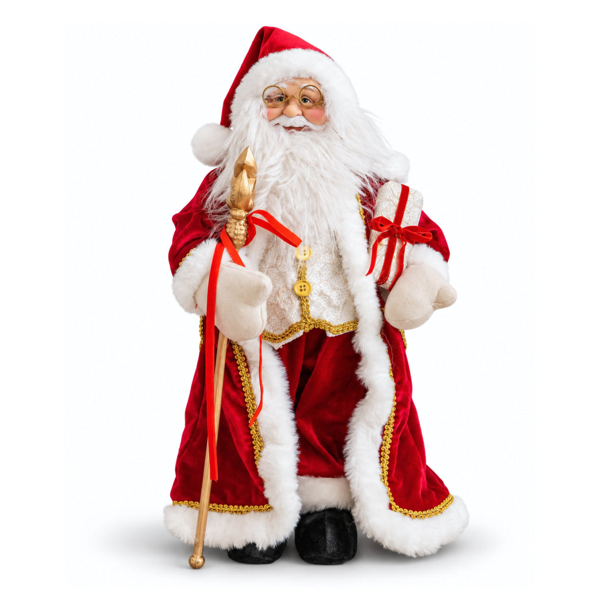 45cm Ruby Regal Standing Santa Christmas Decoration 