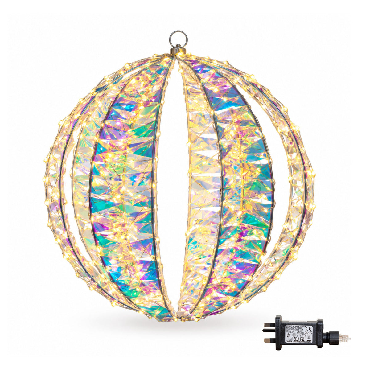 30cm Light up Iridescent Christmas Globe Light with Warm White LEDs