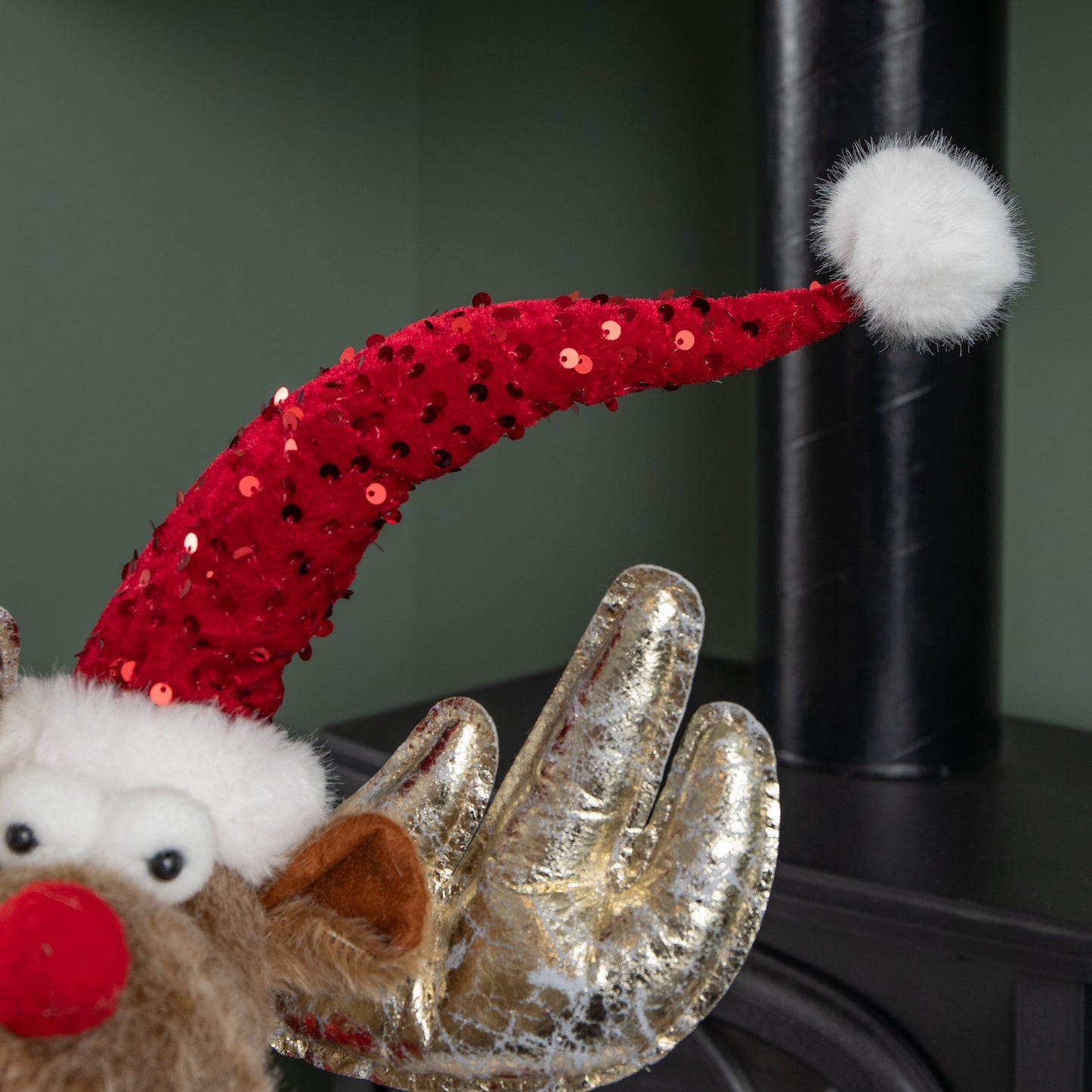 91cm Tall Plush Festive Golden Rudolph Christmas Decoration with Extendable Legs