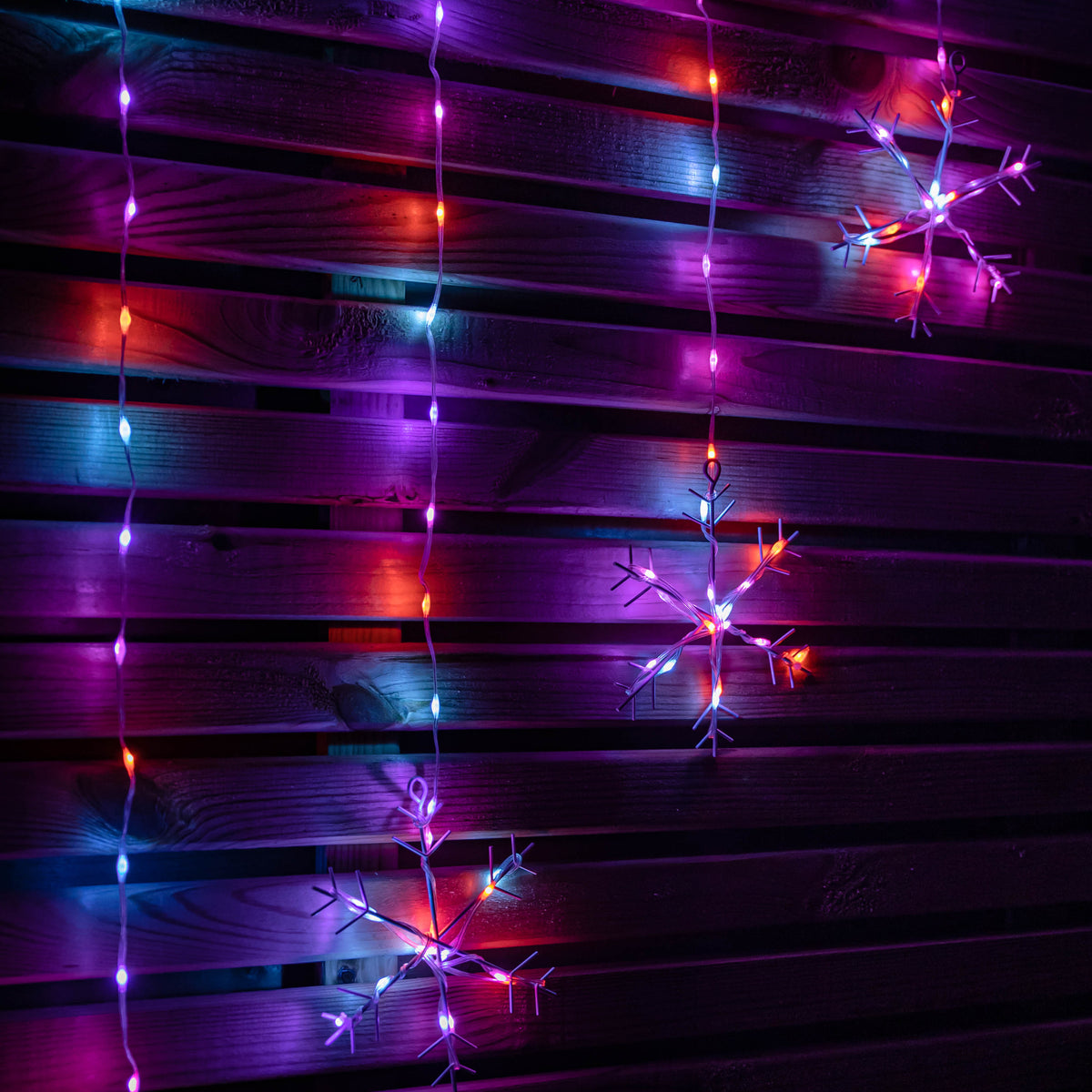 1.2m x 1.2m FlexiBrights Christmas Snowflake Curtain Lights with 267 Rainbow LEDs