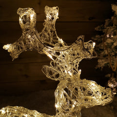 61cm Soft Acrylic Flashing LED Reindeer Christmas Decoration with Timer in Warm White