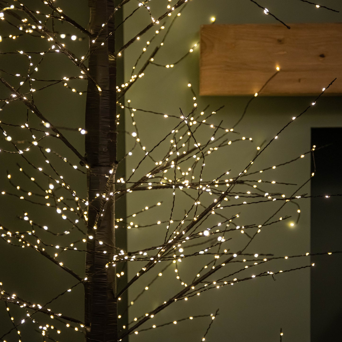 Factory Seconds: 7ft (2.1m) Light up Black Micro Dot Christmas Tree with 1700 Static & Twinkling Warm White LEDs