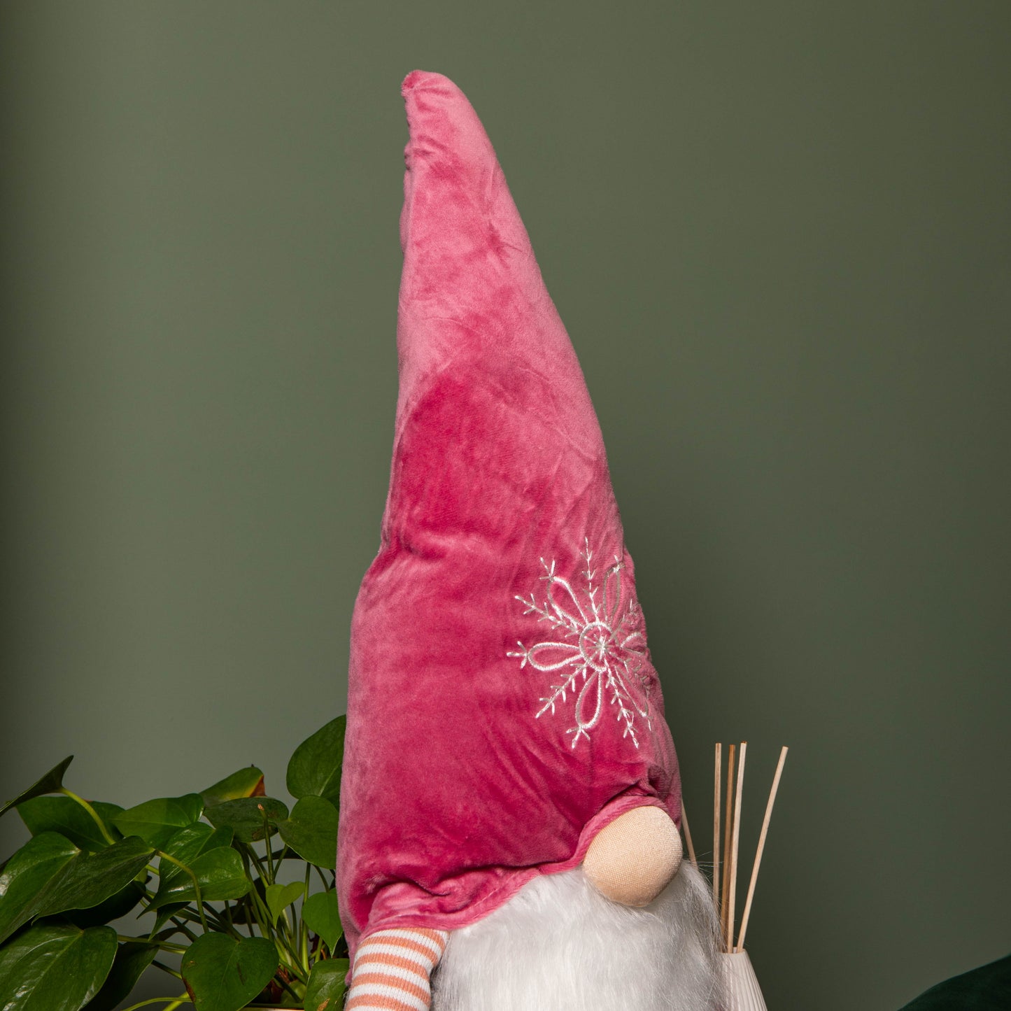 56cm Pink Sitting Christmas Gonk Decoration with Snowflake Hat