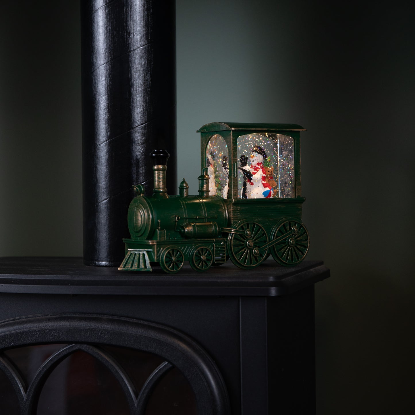 17cm Battery Operated Frosty All Aboard Snow Swirling Christmas Lantern