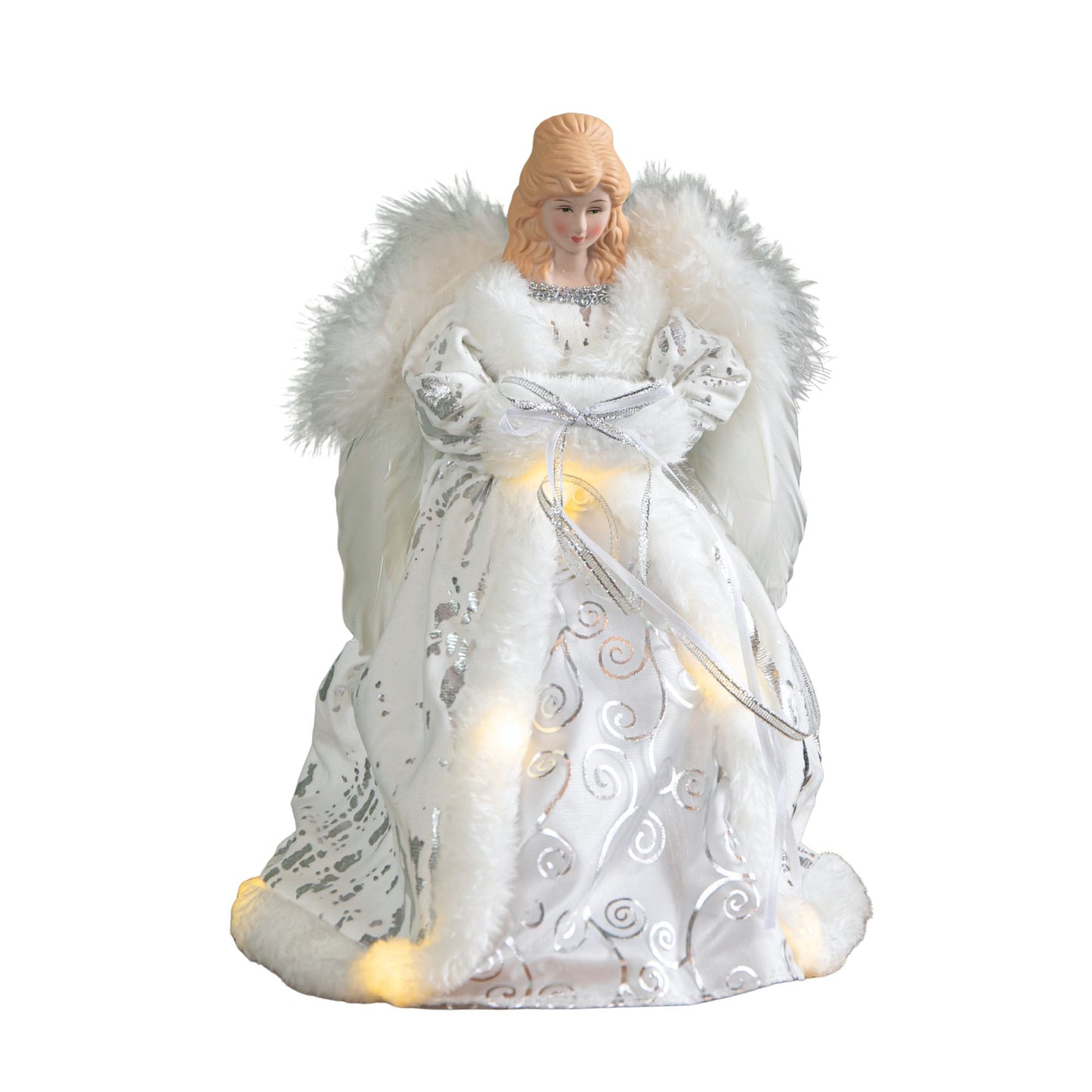 30cm Battery Powered Light up Christmas Angel Tree Topper with LEDs
