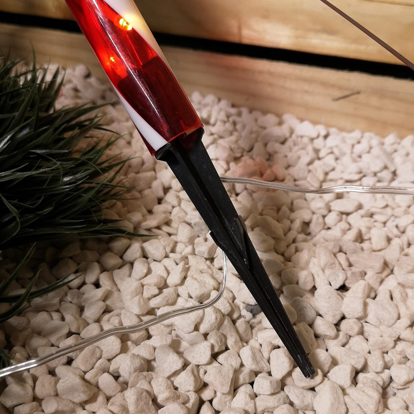 Set of 4 Large Light up Red & White Stripe Christmas Candy Cane Garden Stakes with LEDs