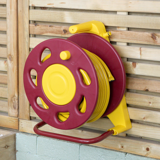 15m Pro Wall Mounted Garden Hose Pipe with Spray Nozzle & Storage Reel