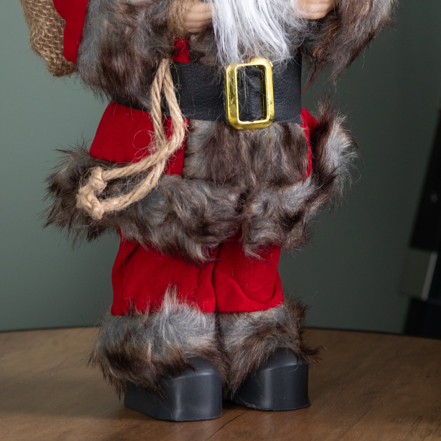 30cm Standing Traditional Santa Claus Christmas Decoration with Gift Sack