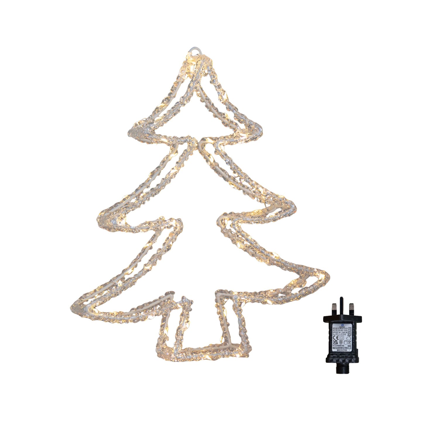 34cm Light up Acrylic Christmas Tree with 80 Warm White Static & Flashing LEDs
