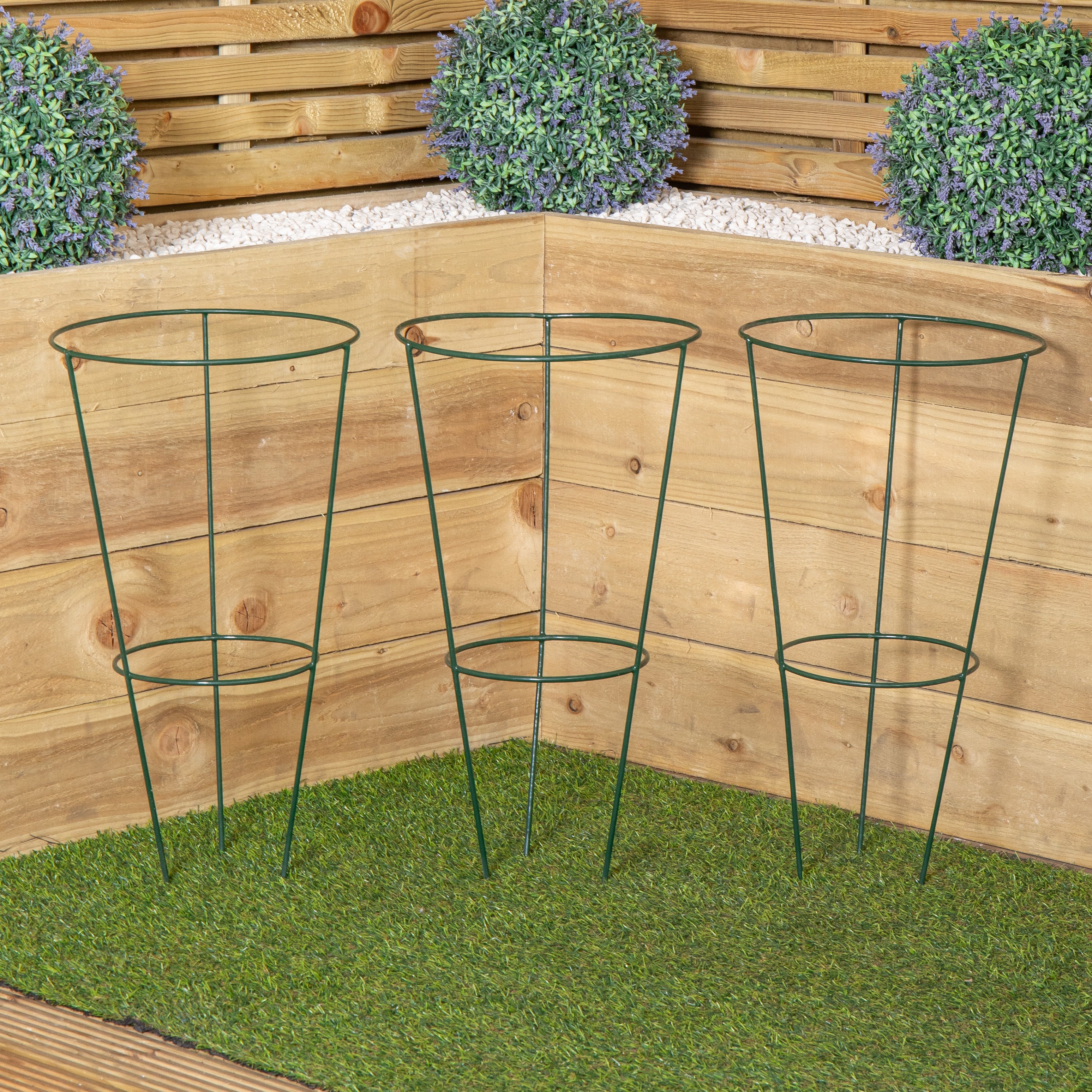 Pack of 3 Tom Chambers Urban Green Conical Garden Plant Support Ring 30cm -  Medium