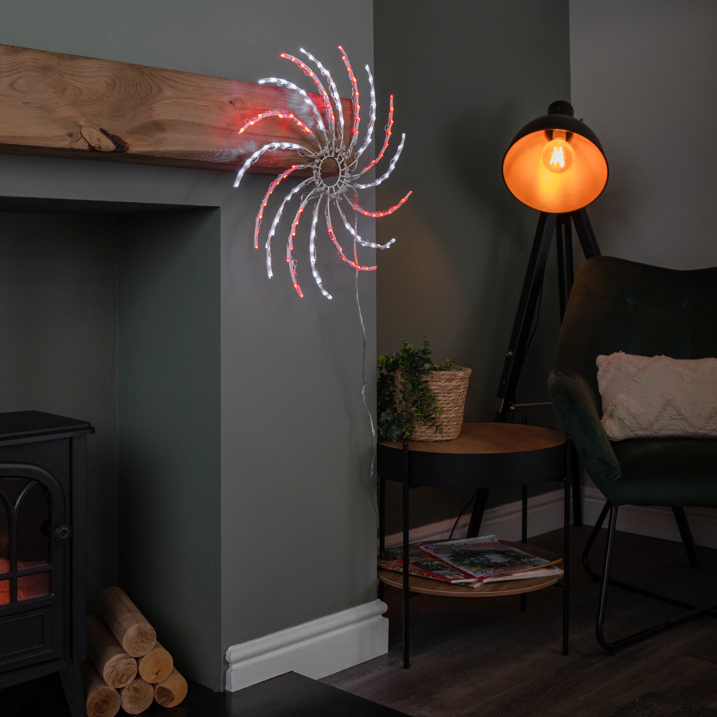 50cm Light up Christmas Spinner Decoration with 128 Red and White LEDs