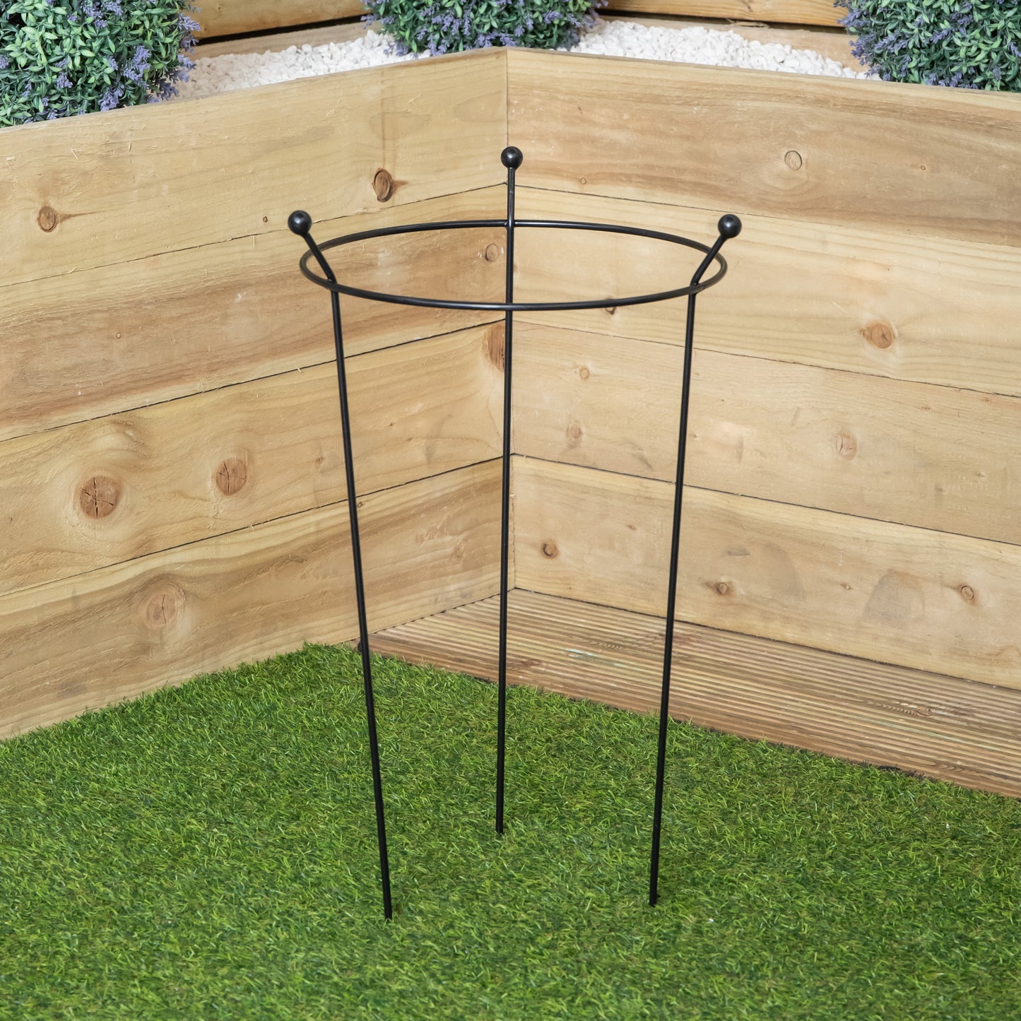 Small 60cm x 35cm Heavy Duty Black Steel Herbaceous Garden Plant Support Ring