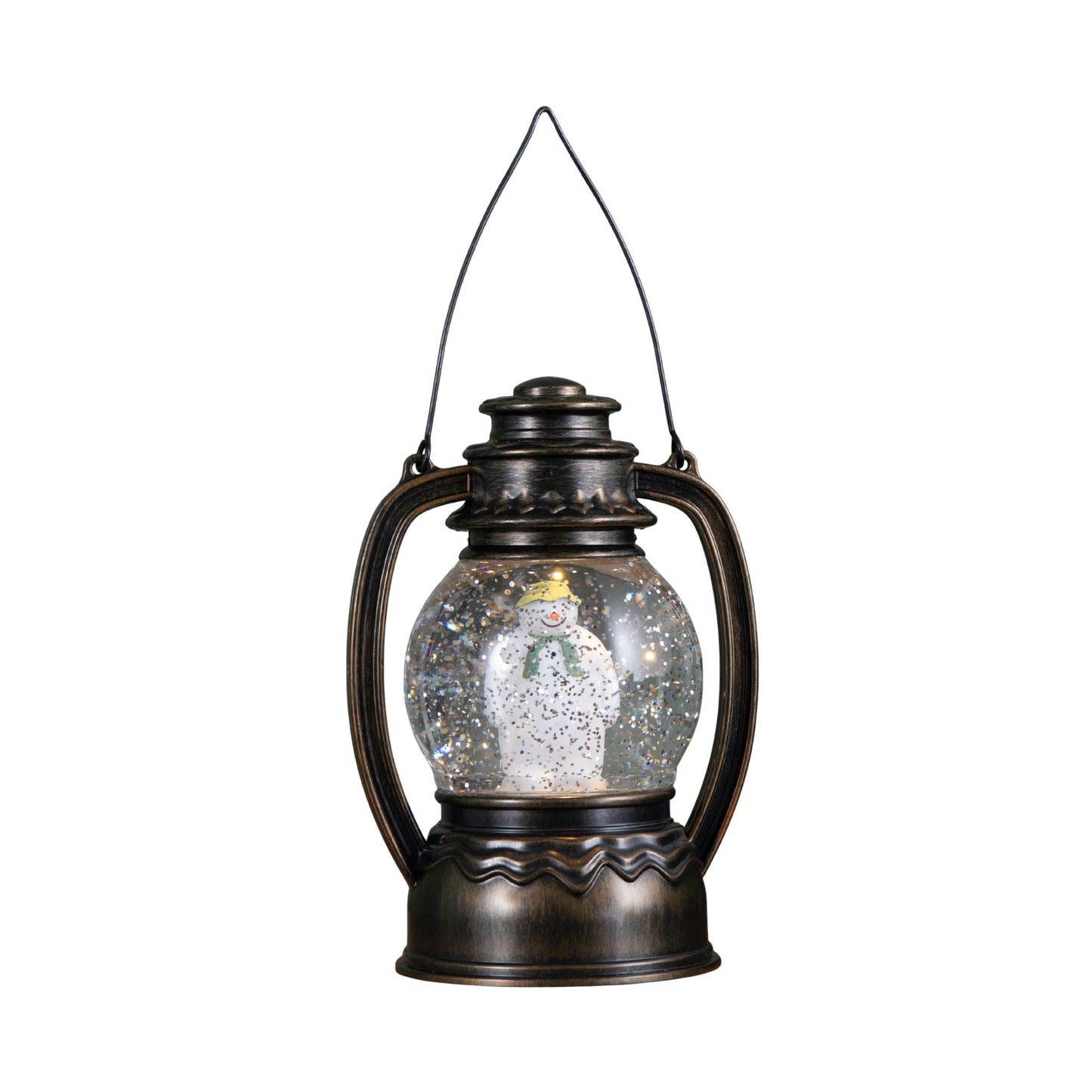 20cm Battery Operated Light up The Snowman Christmas Water Spinner Globe with LEDs