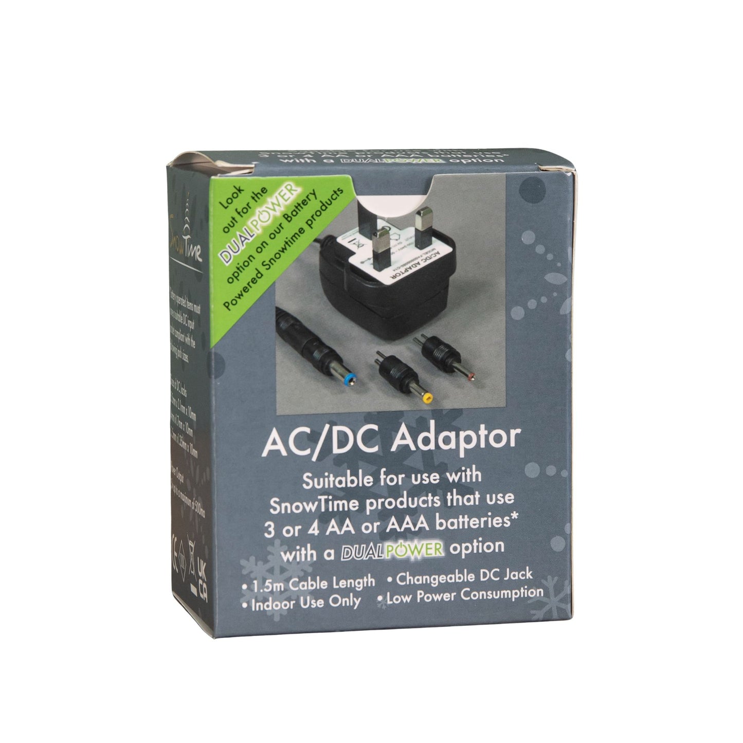 1.5m AC/DC Mains Power Adaptor Cable for Snowtime Christmas Water Spinners