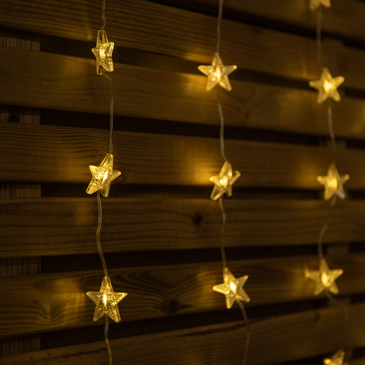 1.2 x 1.2m Light up Christmas Star Curtain Lights with 108 Warm White LEDs