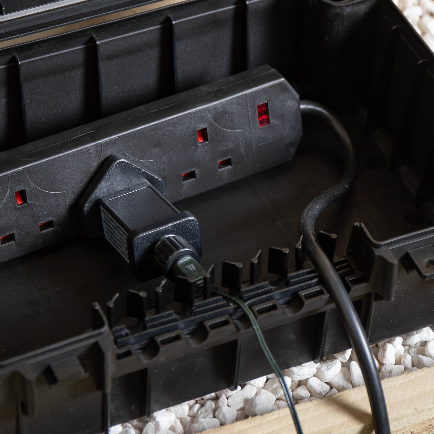 34cm x 21cm Large Black Outdoor Weatherproof Connection Box with Extension Cable