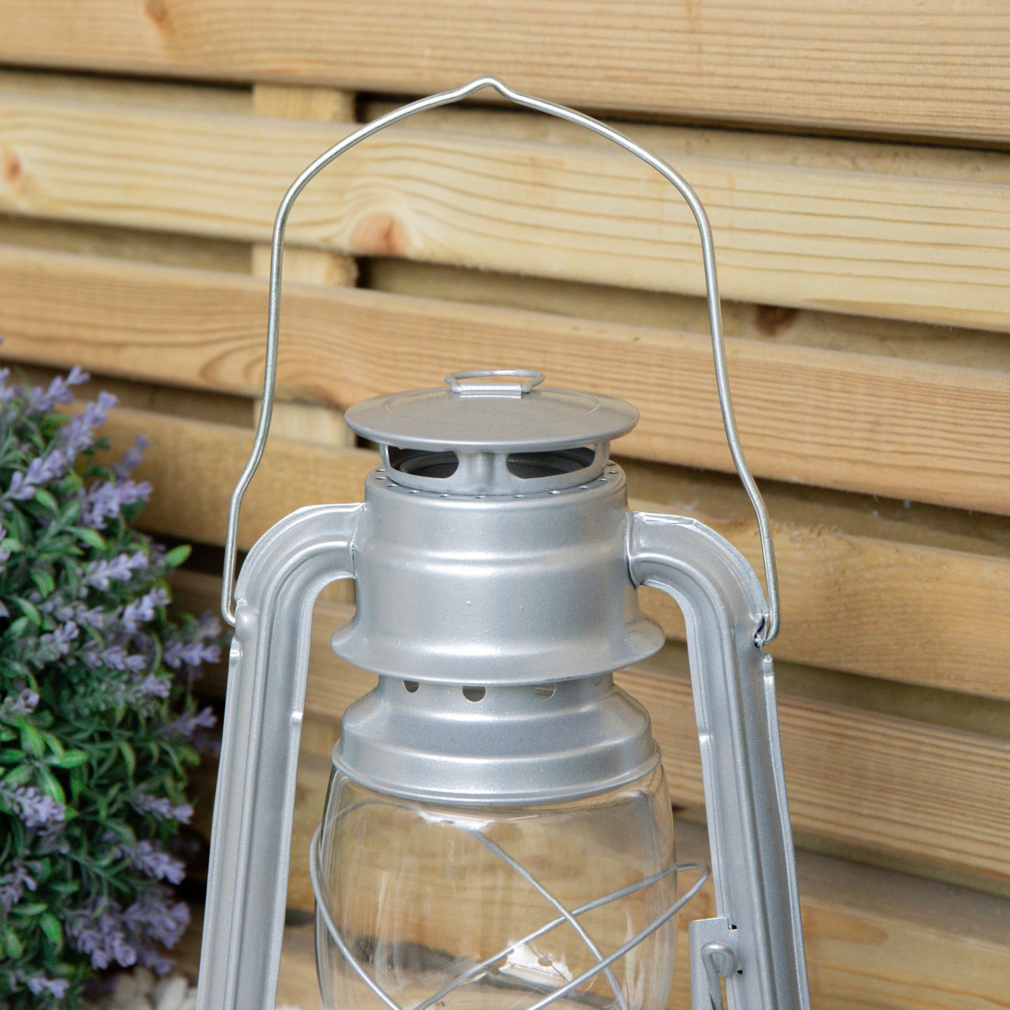 30cm Silver Paraffin Hurricane Lantern Camping Light