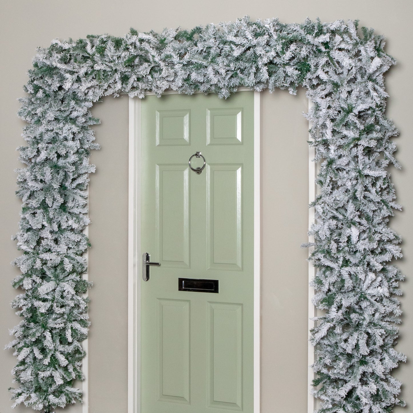 8ft (2.30m) Samuel Alexander Double Door Snow Flocked Christmas Tree Flat Top Arch with 2000 Tips