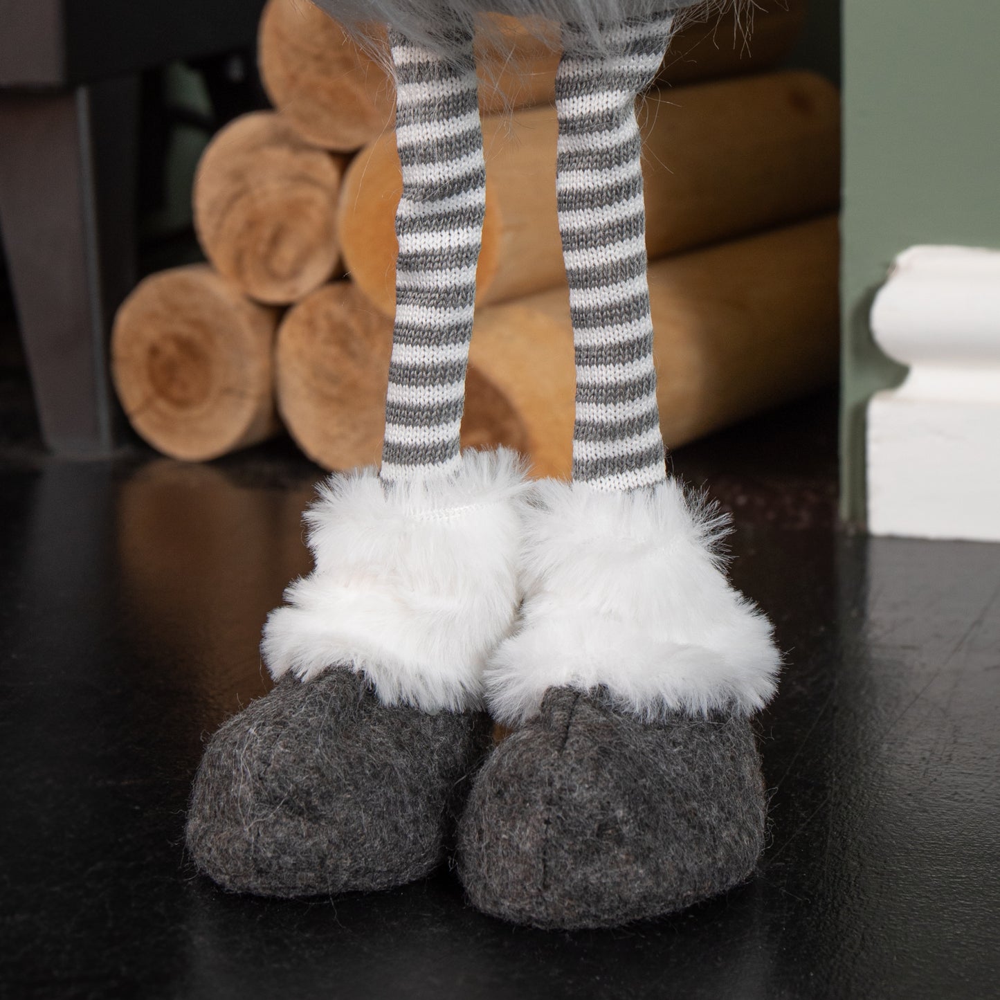 53cm Standing Plush Christmas Gonk with Grooved Hat in Grey