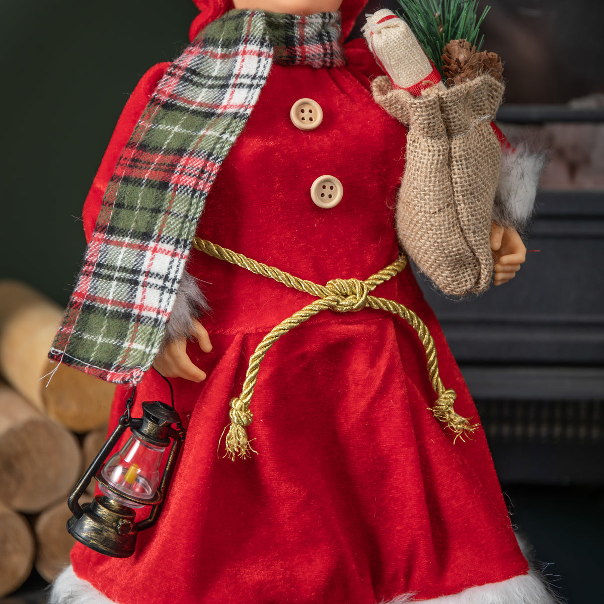 44cm Large Traditional Mrs Santa Claus Figure Christmas Decoration