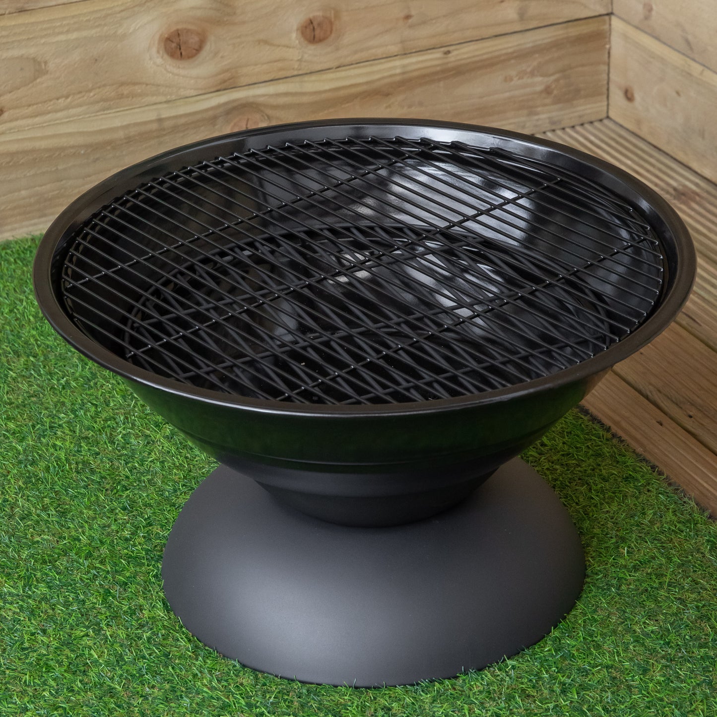 52cm Black Steel Outdoor Lustre Enamelled Firepit with Fire Poker